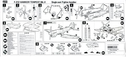 Сборочная инструкция FROG F212 Hawker Tempest Mk.5 Fighter-bomber, Rovex Models and Hobbies, 1974-77